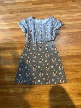 Girls' Gray Giraffe Print Mini Dress